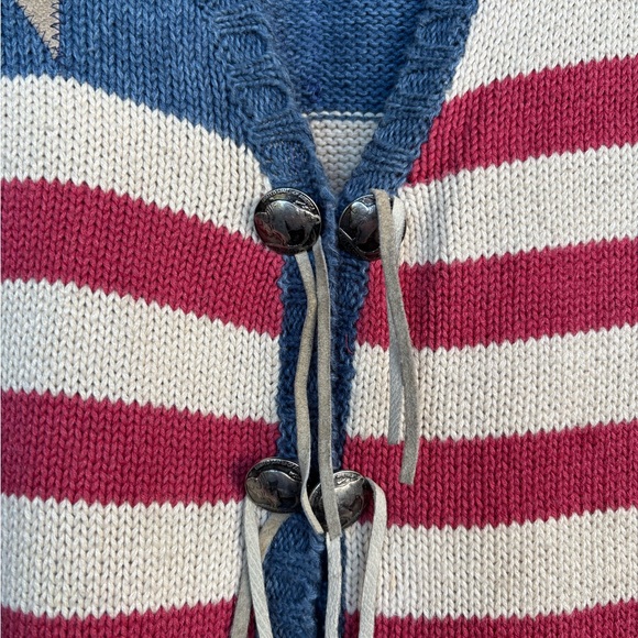 Vintage Cambridge Country Store Patriotic Knit Vest Fringe Western USA Sz S - Picture 3 of 6